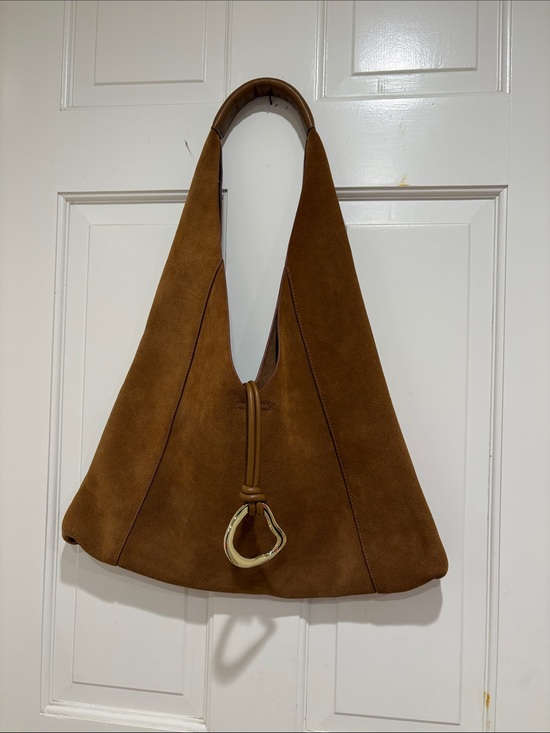 Dolce Vita Handbags - Dolce Vita Tan Suede Hobo with Gold Ring Accent